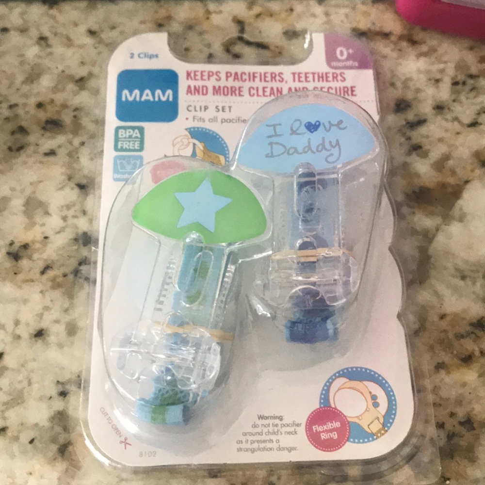 Man Pacifier Clip set